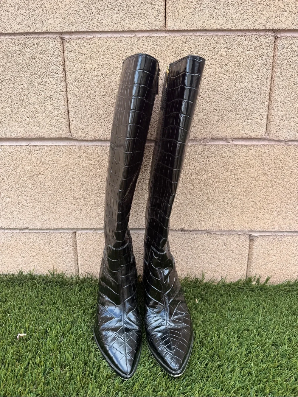 Michael Kors knee-high crocodile-embossed boots
